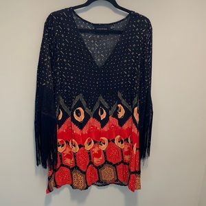 Mink Pink Fringe Sleeve Dress